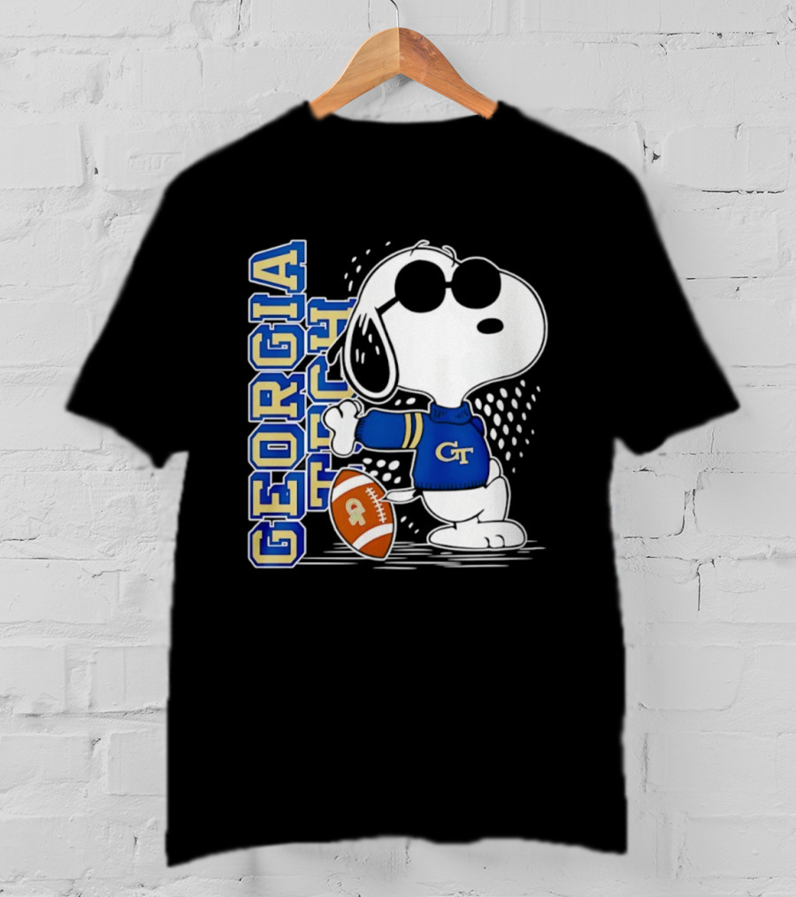 Snoopy Joe Cool With Georgia Tech GT Yellow Jackets Football T-Shirt