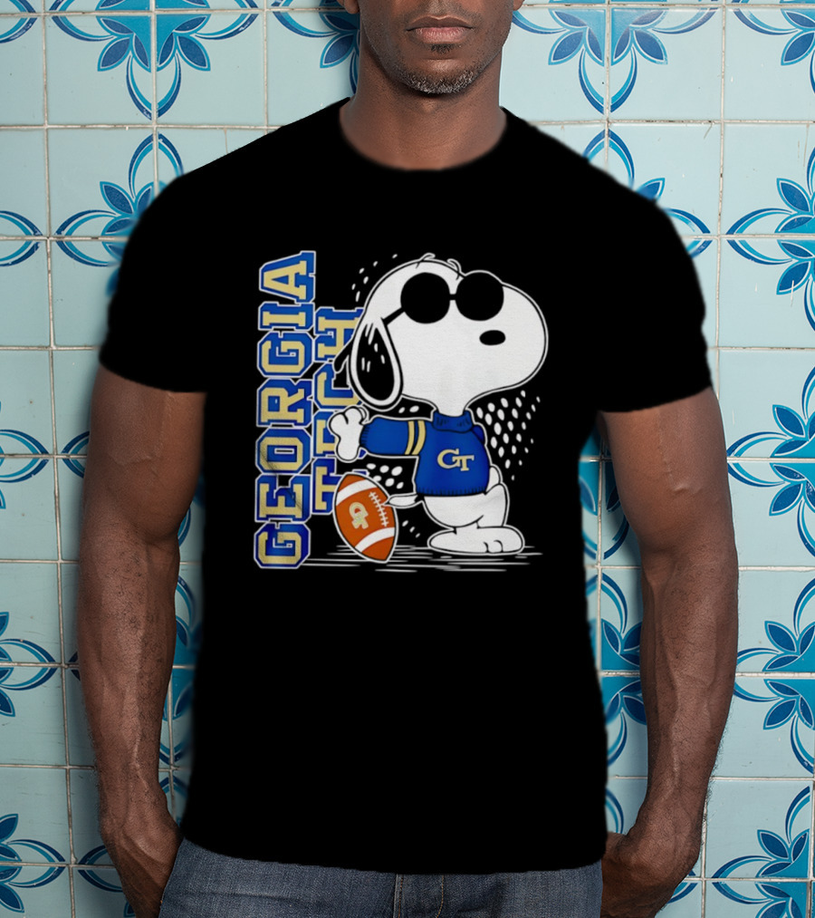 Snoopy Joe Cool With Georgia Tech GT Yellow Jackets Football T-Shirt