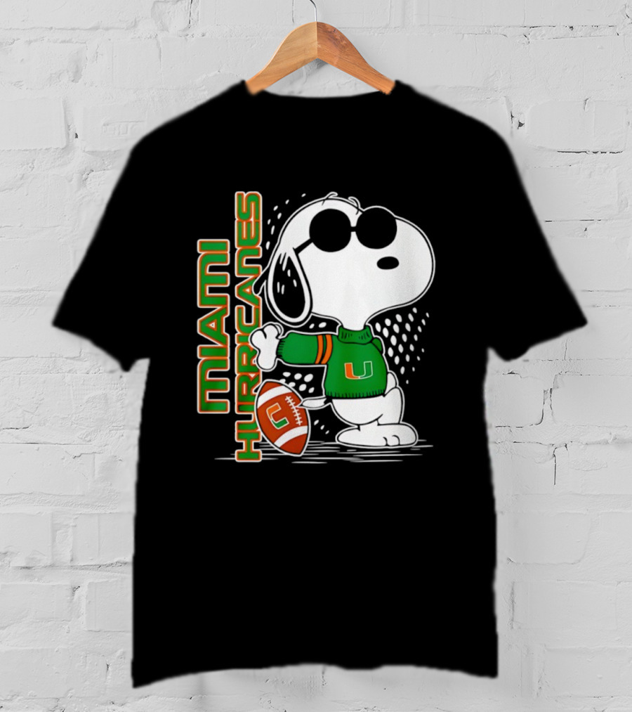 Snoopy Joe Cool Miami Hurricanes Football Style Spirit T-Shirt
