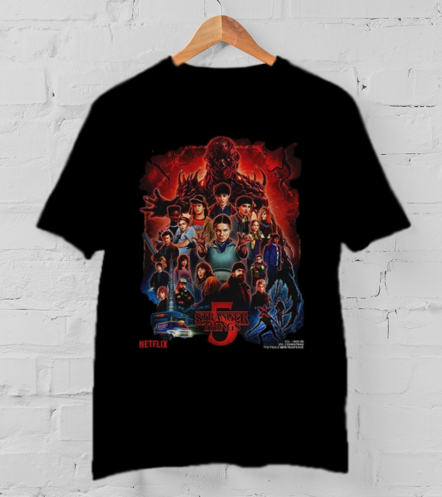 Stranger Things 09 Years 2016 2025 Thank You For The Memories Signatures Netflix Anniversary Season 5 T-Shirt