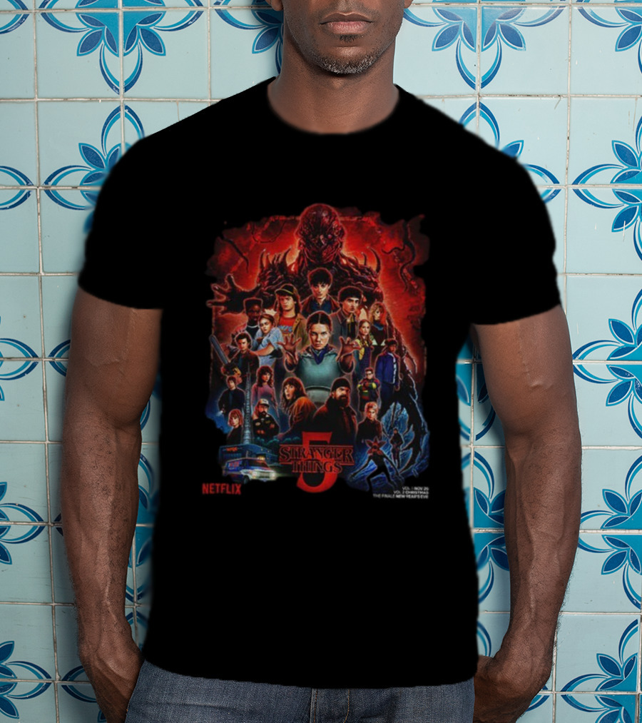 Stranger Things 09 Years 2016 2025 Thank You For The Memories Signatures Netflix Anniversary Season 5 T-Shirt