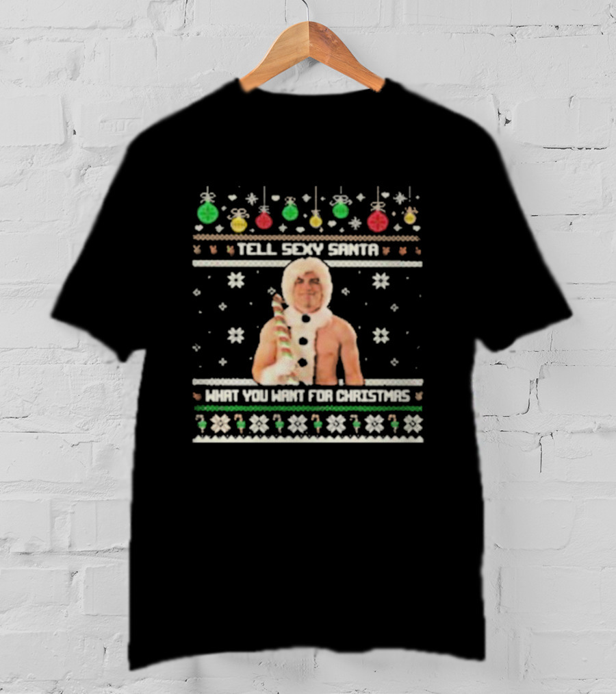 Tell Sexy Santa What You Want For Christmas Ugly Festive Sweater T-Shirt