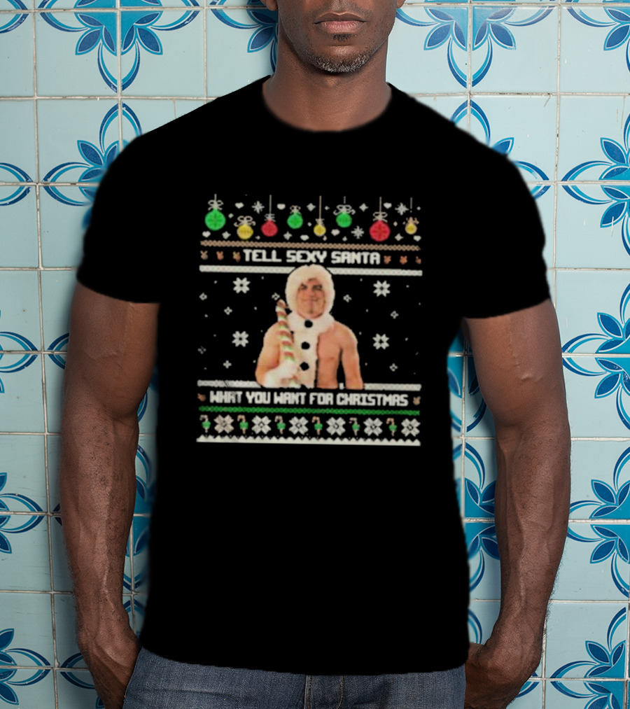 Tell Sexy Santa What You Want For Christmas Ugly Festive Sweater T-Shirt