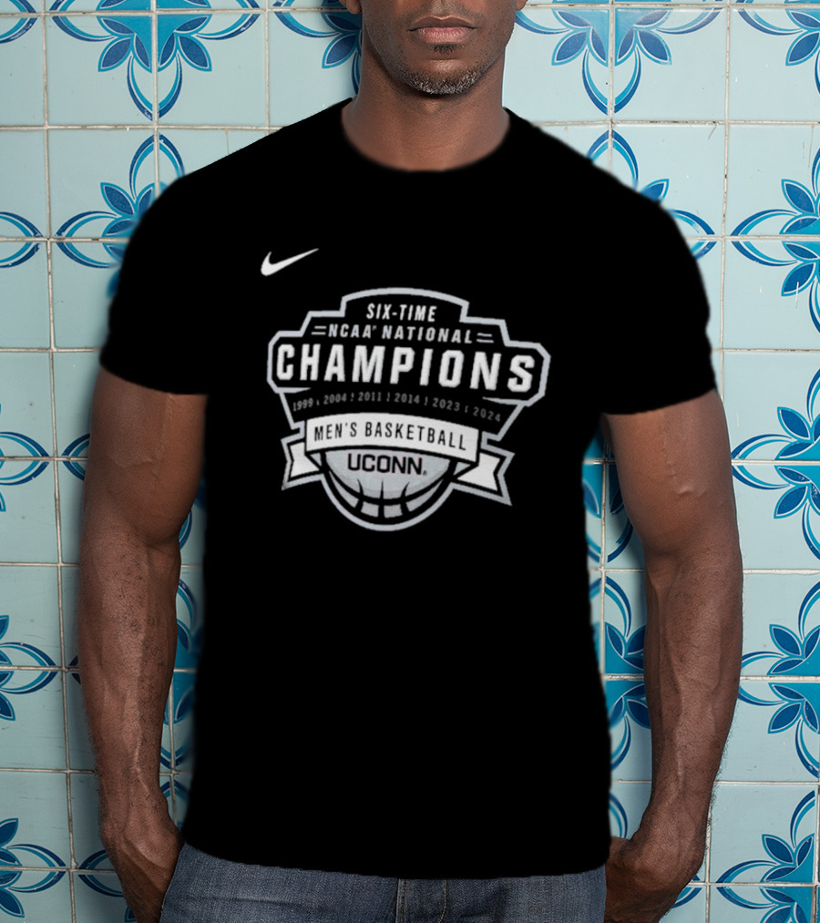 UConn Huskies Six-Time NCAA National Champions 1999 2004 2011 2014 2023 Nike Basketball T-Shirt
