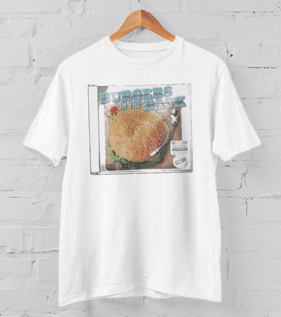 Burgers In The Back Album Cover Turntable MP3 Parental Advisory $7.99 T-Shirt