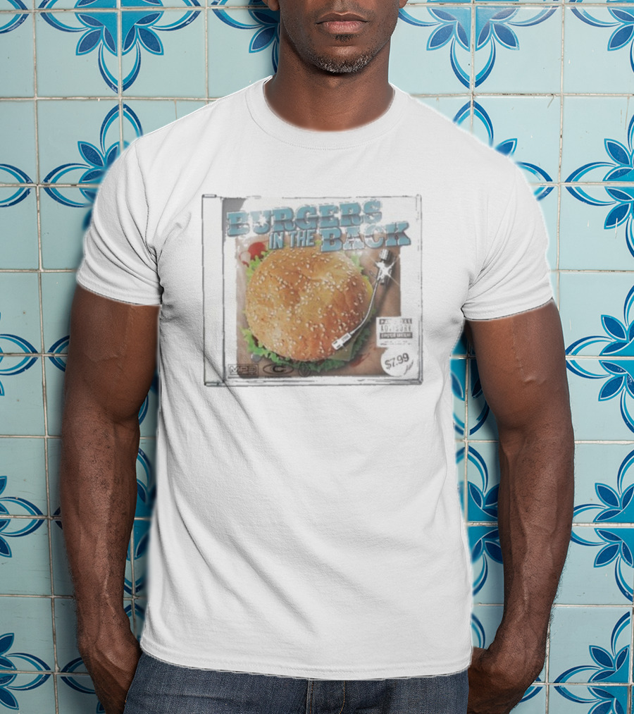 Burgers In The Back Album Cover Turntable MP3 Parental Advisory $7.99 T-Shirt