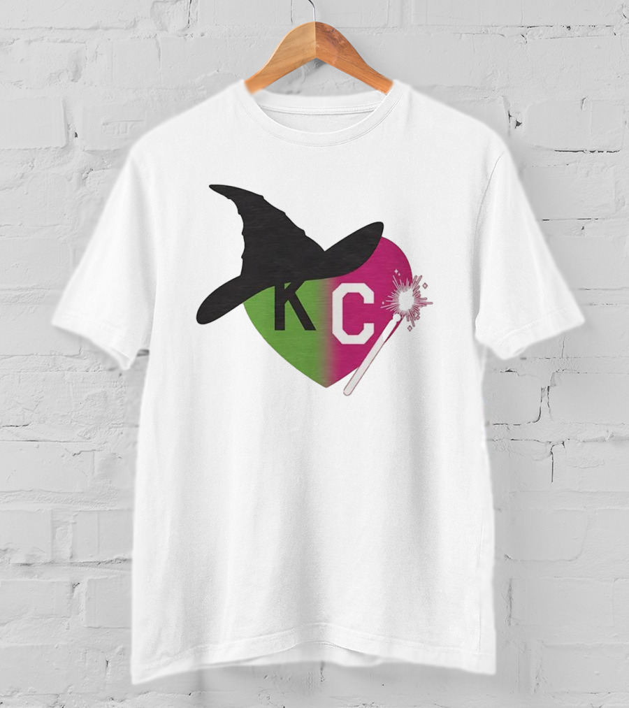 Witch Hat KC Heart Magic Wand Design T-Shirt