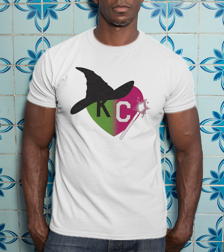 Witch Hat KC Heart Magic Wand Design T-Shirt