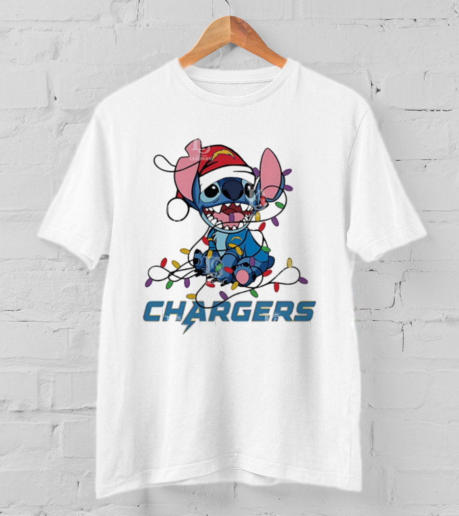 Stitch Christmas Lights Chargers Los Angeles Ornament T-Shirt