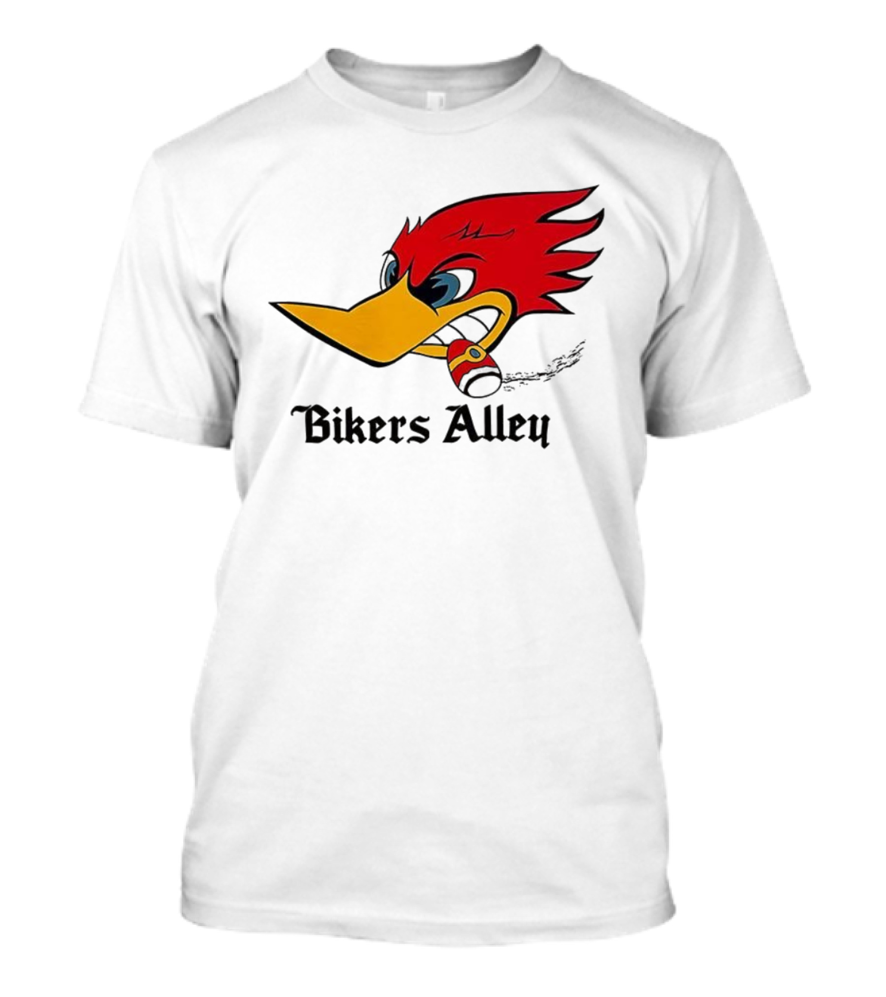 Woody Bikers Alley Cartoon Character Head With Bandana T-Shirt