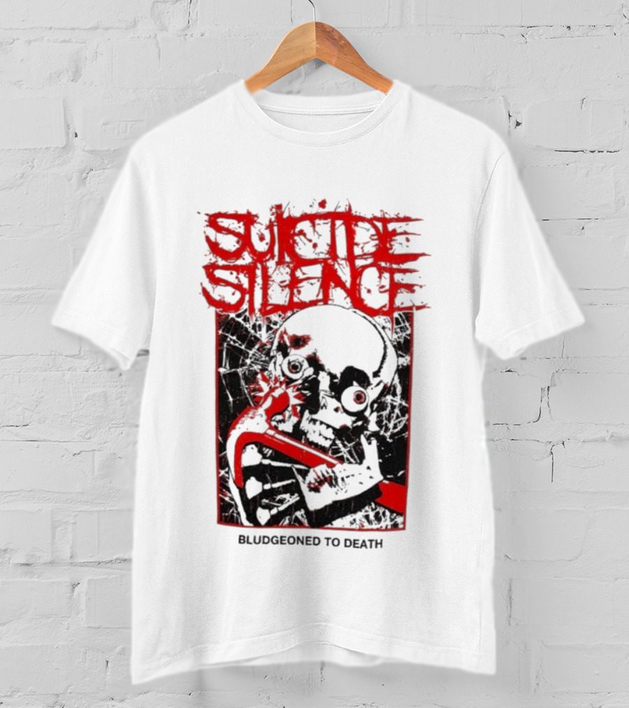 Suicide Silence Bludgeoned To Death Skull And Crowbar Design T-Shirt