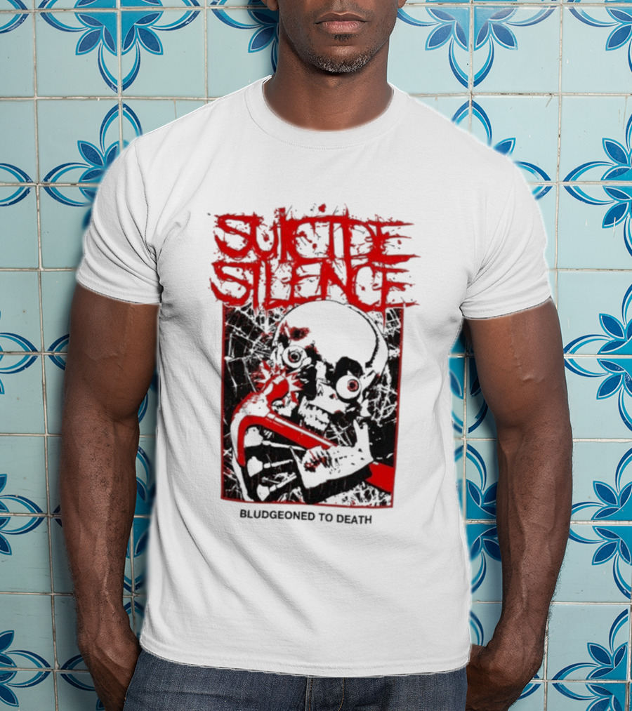 Suicide Silence Bludgeoned To Death Skull And Crowbar Design T-Shirt