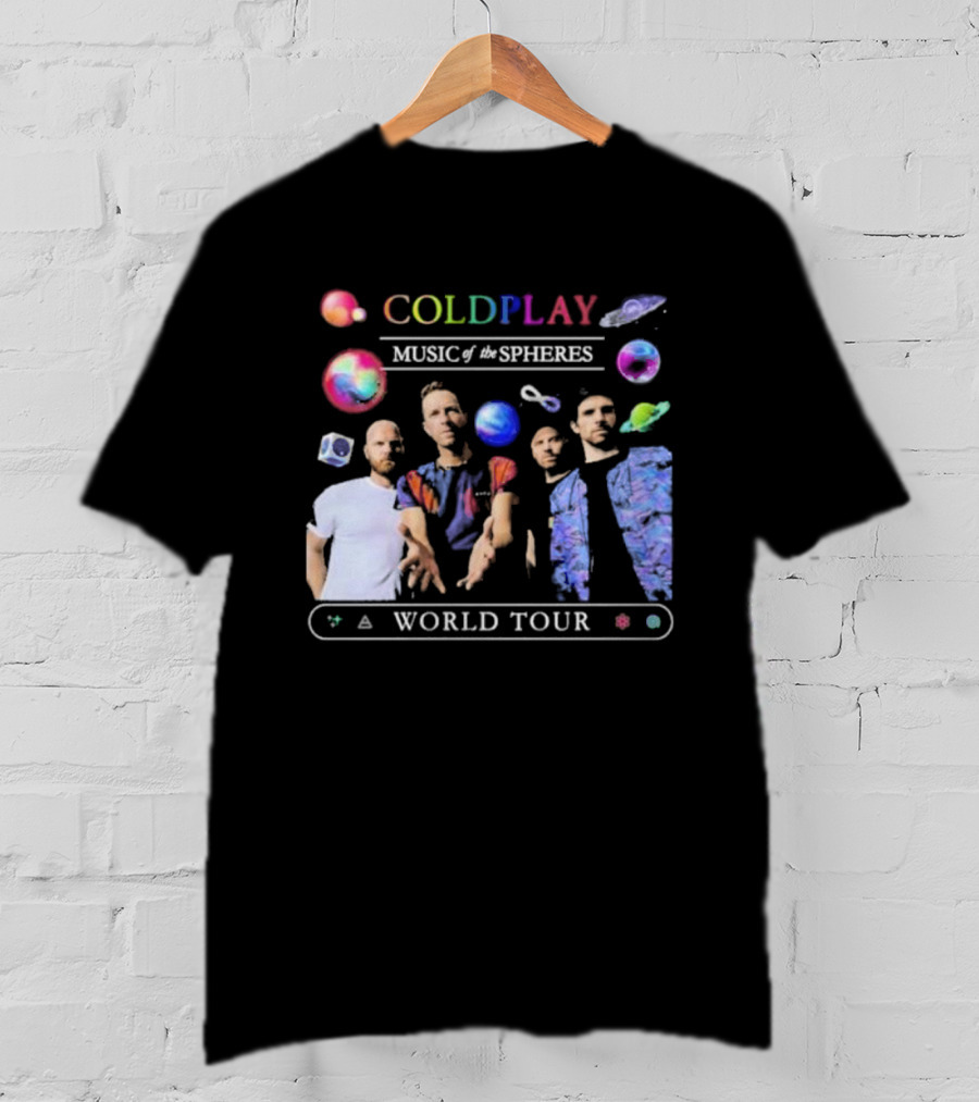 Coldplay Music Of The Spheres World Tour 2025 Band Planets Symbols T-Shirt