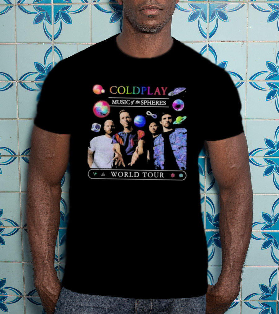 Coldplay Music Of The Spheres World Tour 2025 Band Planets Symbols T-Shirt