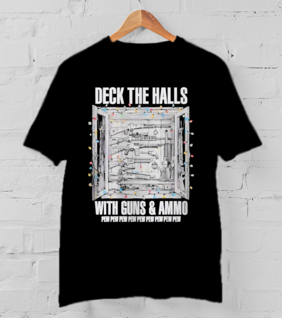 Deck The Halls With Guns And Ammo Holiday Lights T-Shirt