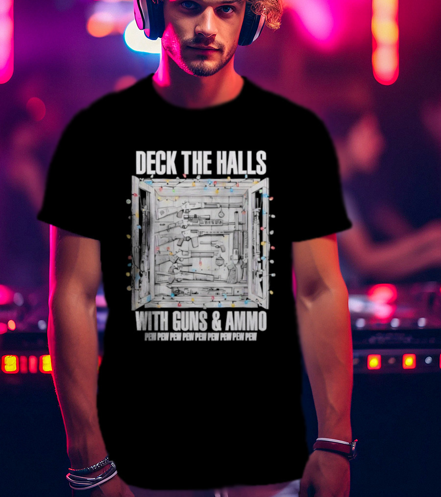 Deck The Halls With Guns And Ammo Holiday Lights T-Shirt