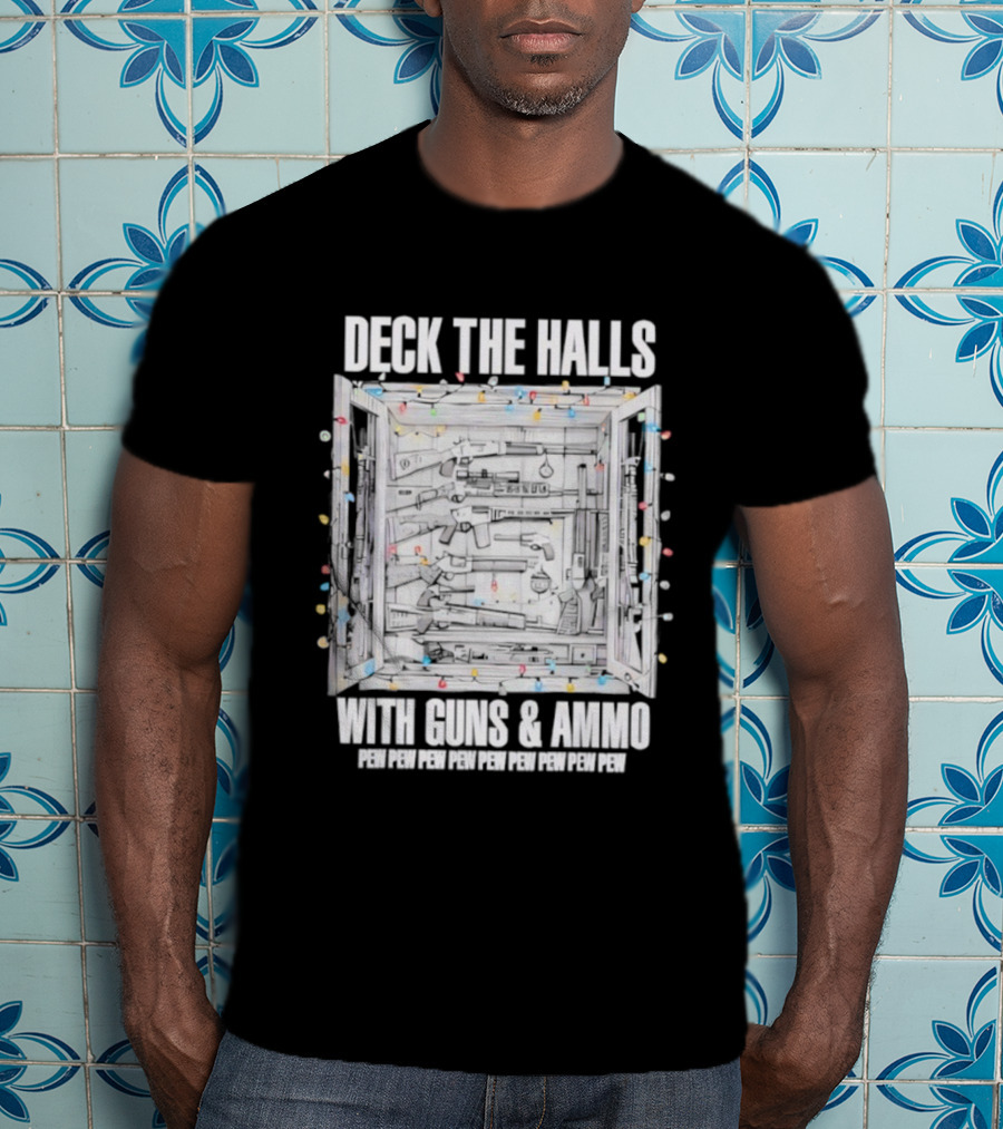 Deck The Halls With Guns And Ammo Holiday Lights T-Shirt
