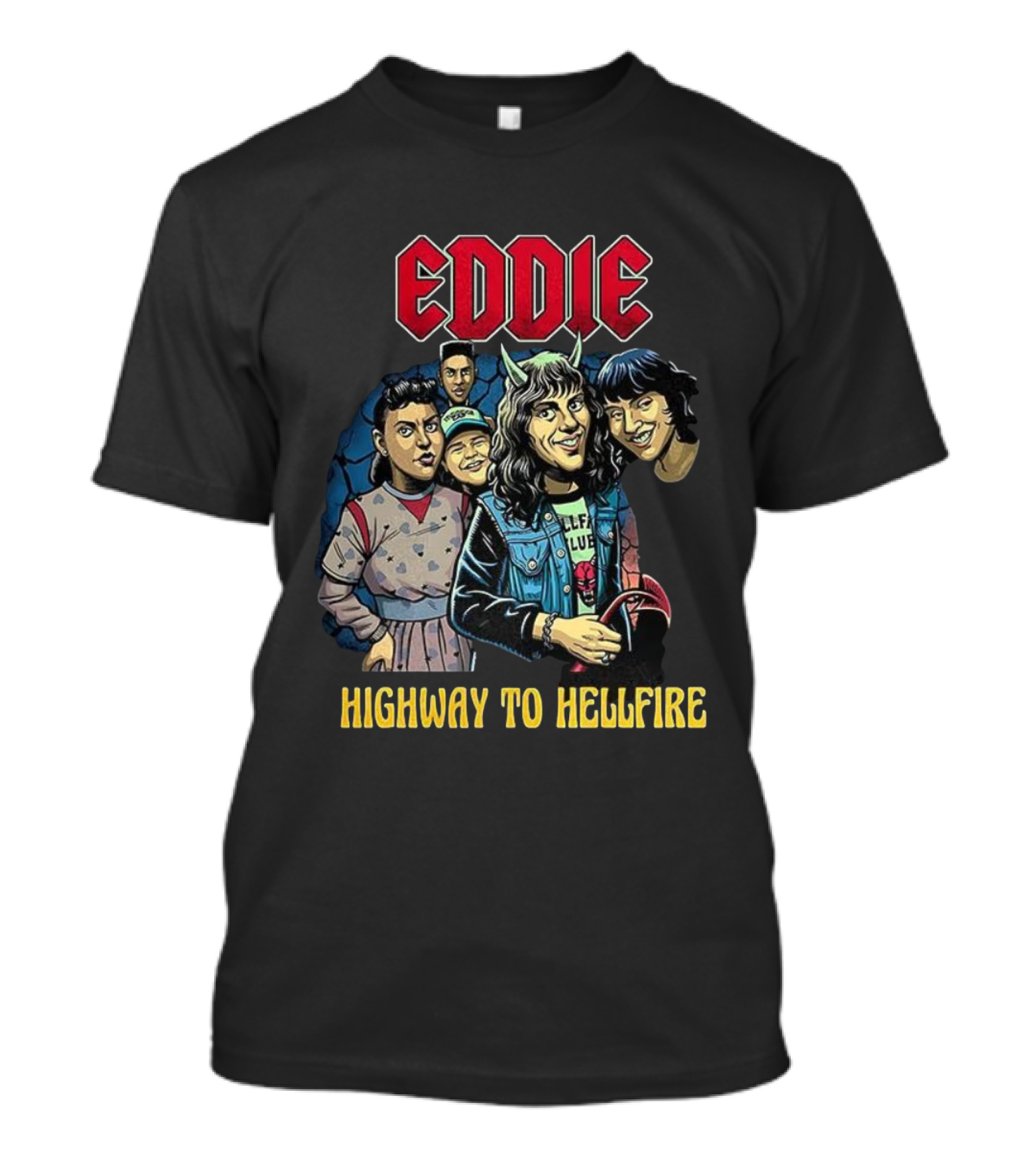 Eddie Munson Stranger Things Hellfire Club Cartoon Characters Highway To Hellfire T-Shirt