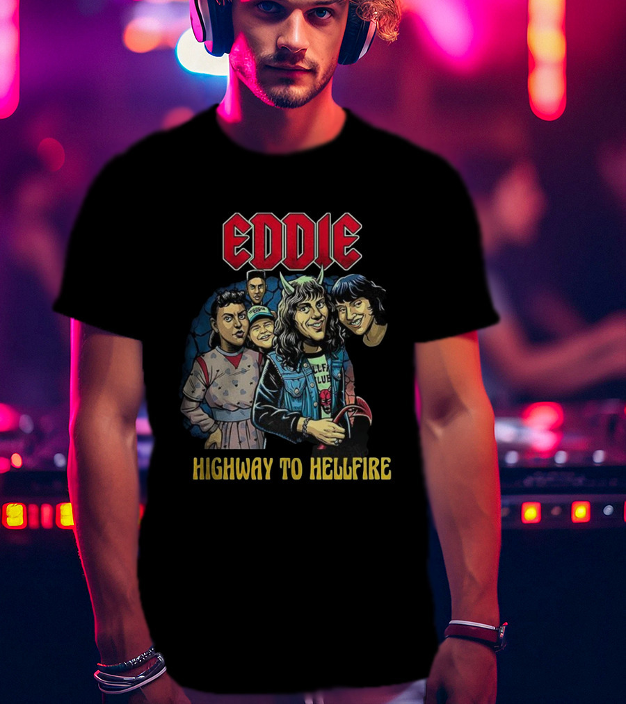 Eddie Munson Stranger Things Hellfire Club Cartoon Characters Highway To Hellfire T-Shirt