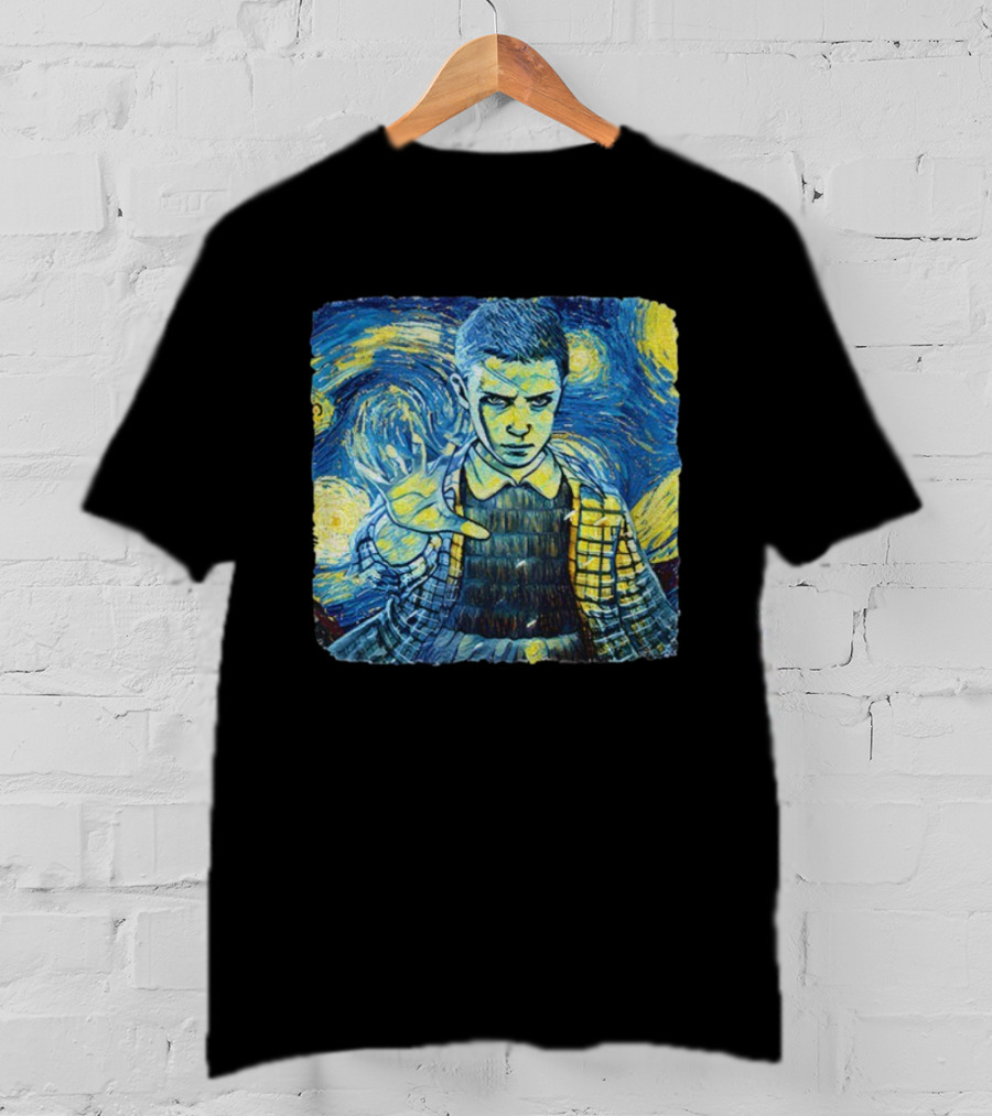 Eleven Starry Night Van Gogh Stranger Things Fusion Painting Style T-Shirt