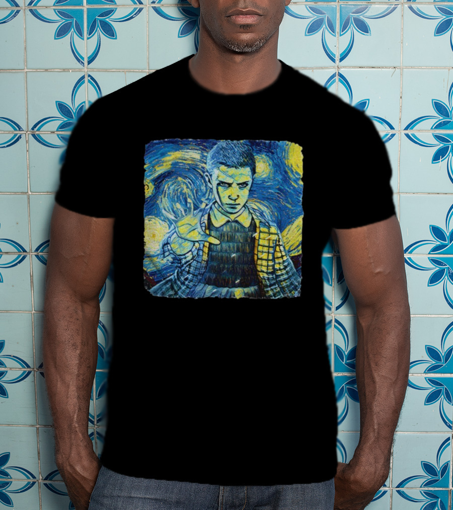 Eleven Starry Night Van Gogh Stranger Things Fusion Painting Style T-Shirt