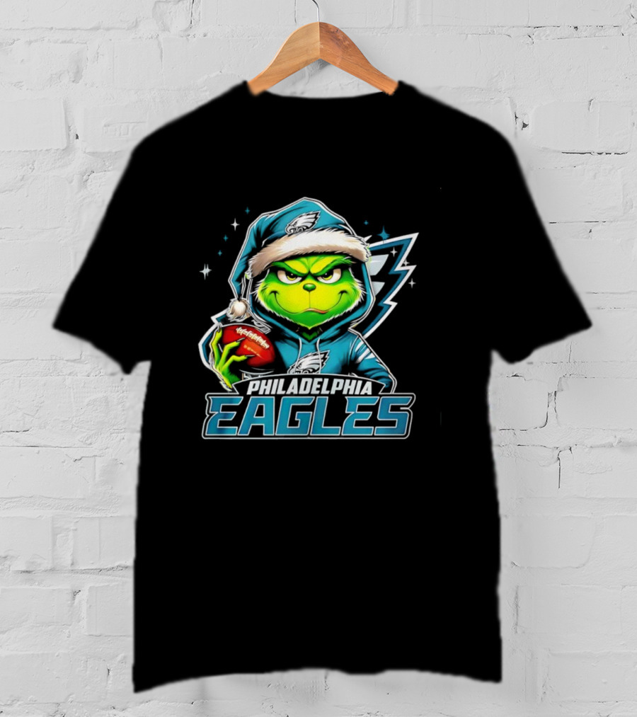 Grinch Santa Philadelphia Eagles Christmas Football T-Shirt