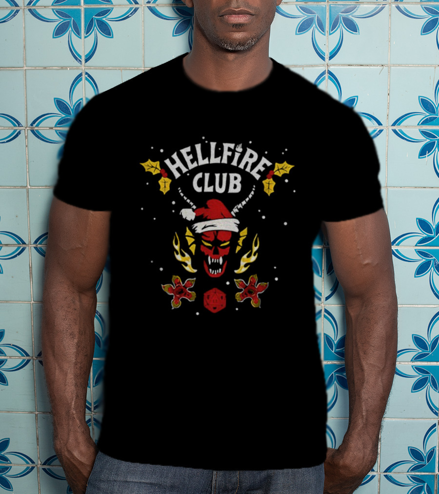 Hellfire Club Santa Hat Stranger Things Merry Christmas Demon Graphic T-Shirt