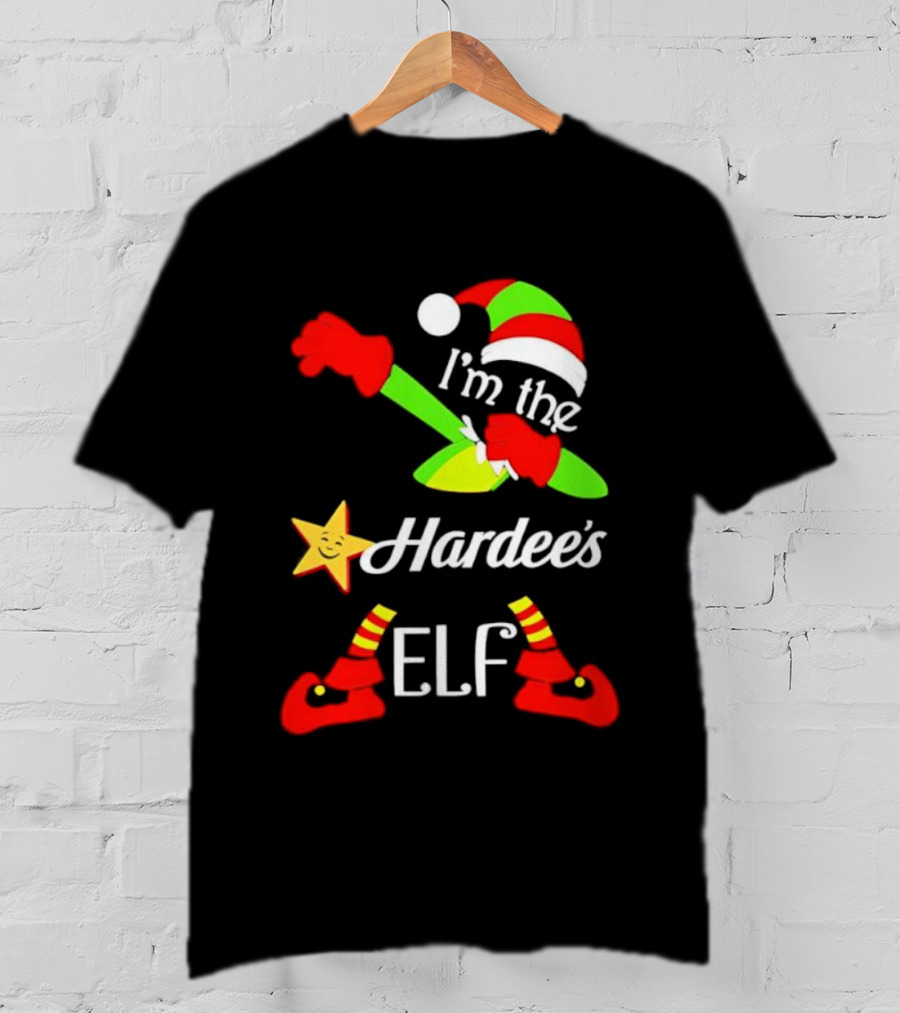 I'm The Hardee's Elf Christmas 2025 Holiday Cheer Santa Hat Festive Outfit T-Shirt