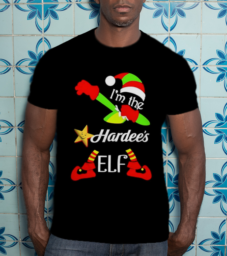 I'm The Hardee's Elf Christmas 2025 Holiday Cheer Santa Hat Festive Outfit T-Shirt