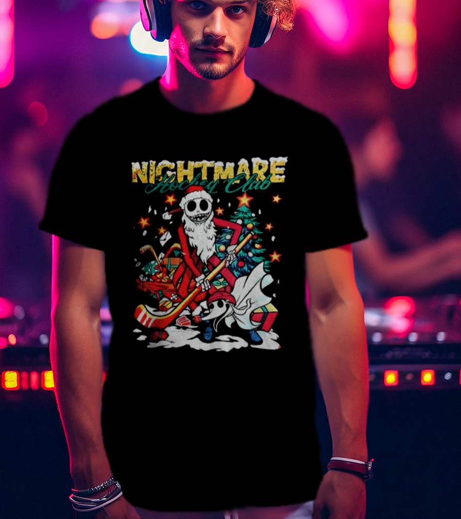 Nightmare Hockey Club Jack Skellington Zero Christmas Theme T-Shirt