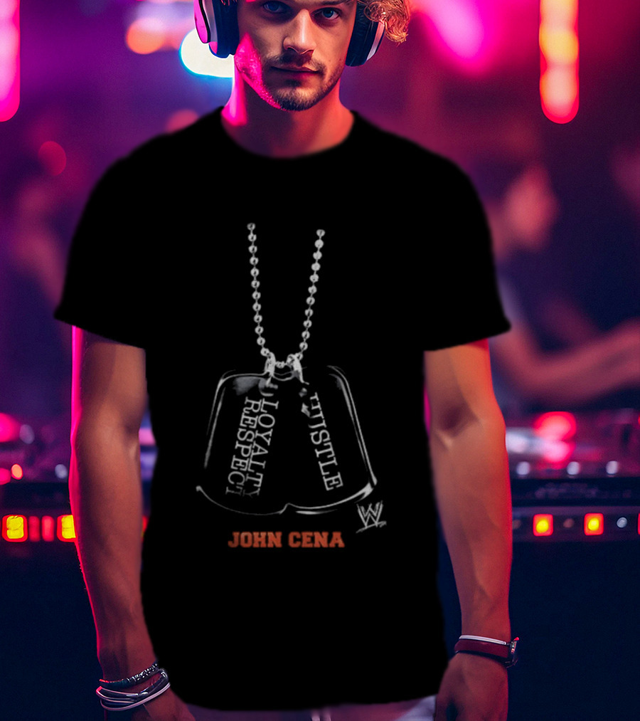 John Cena WWE Dog Tags Loyalty Hustle Respect T-Shirt