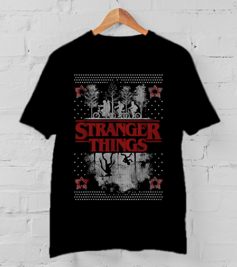 Stranger Things Merry Christmas Vintage Silhouettes And Trees T-Shirt