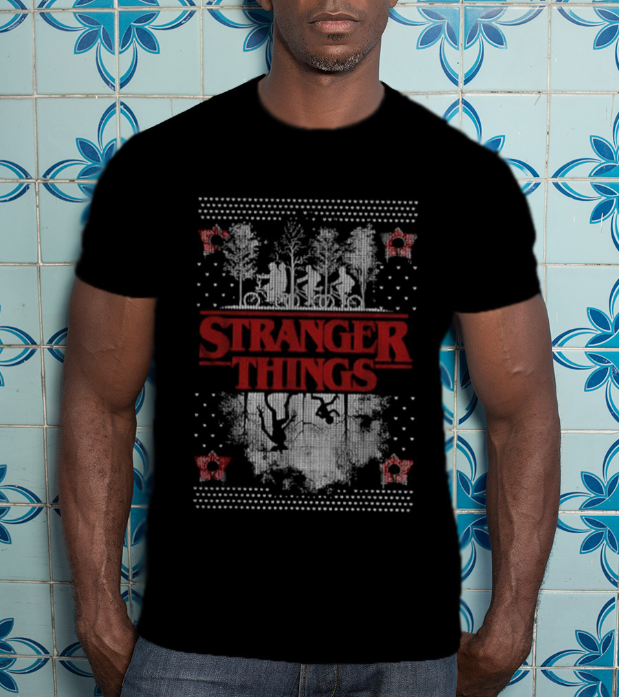 Stranger Things Merry Christmas Vintage Silhouettes And Trees T-Shirt