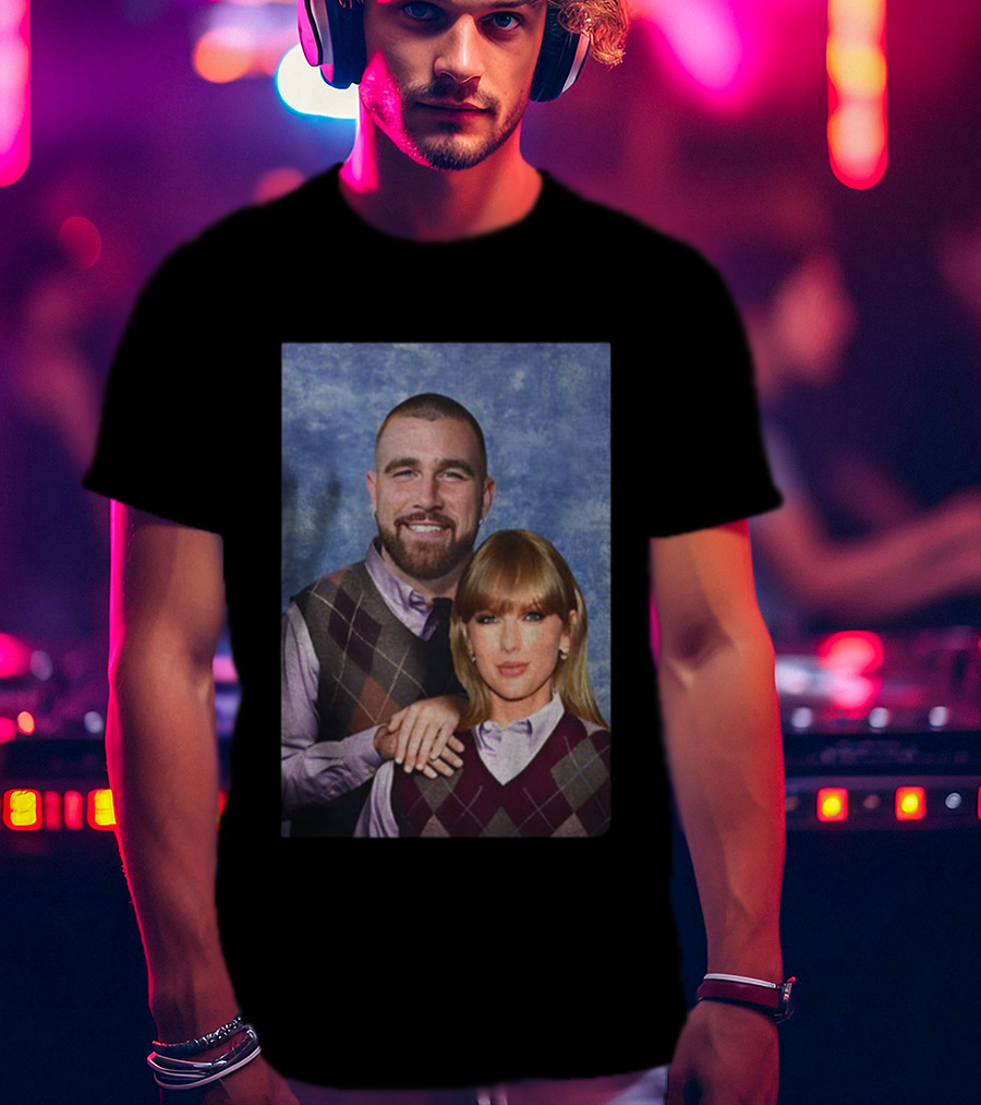 Taylor And Travis Kelce Step Brothers Kansas City Chiefs NFL 2025 Vintage Sweater Argyle Style T-Shirt