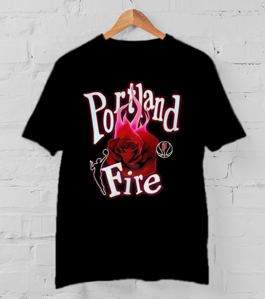 Portland Fire WNBA Rose Flame Design T-Shirt