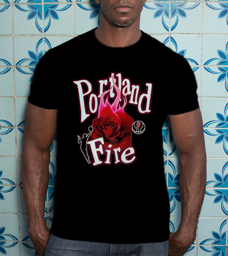 Portland Fire WNBA Rose Flame Design T-Shirt