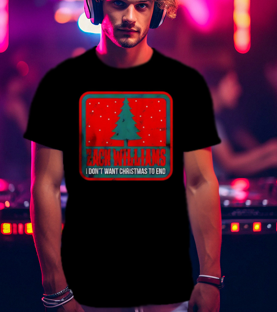 Zach Williams I Don’t Want Christmas To End Tree Red Background T-Shirt
