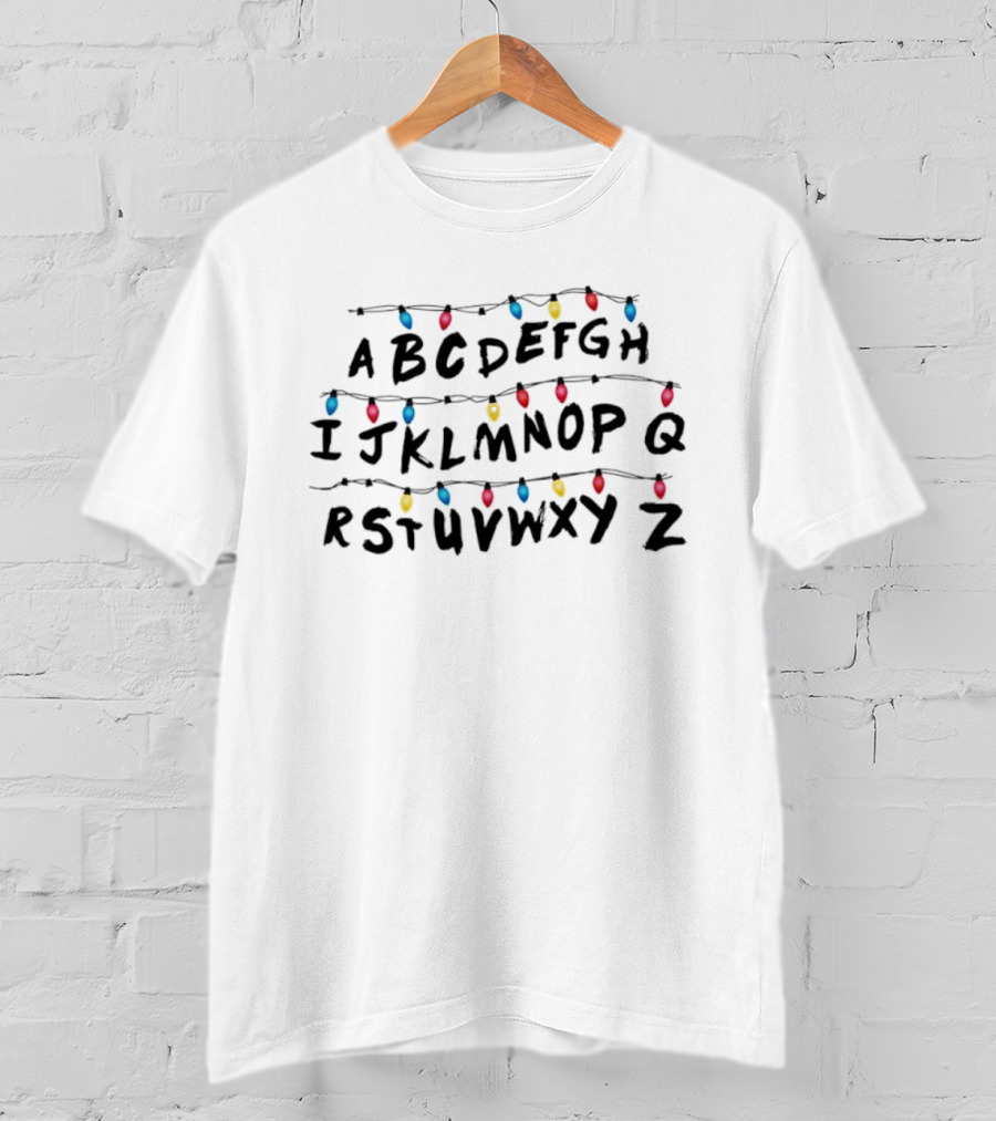 Alphabet Lights Christmas ABCDEFGHIJKLMNOPQRSTUVWXYZ T-Shirt