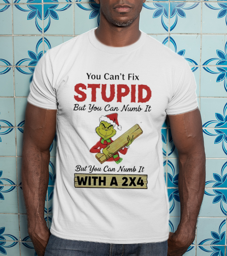 Grinch You Can't Fix Stupid But You Can Numb It With A 2x4 T-Shirt