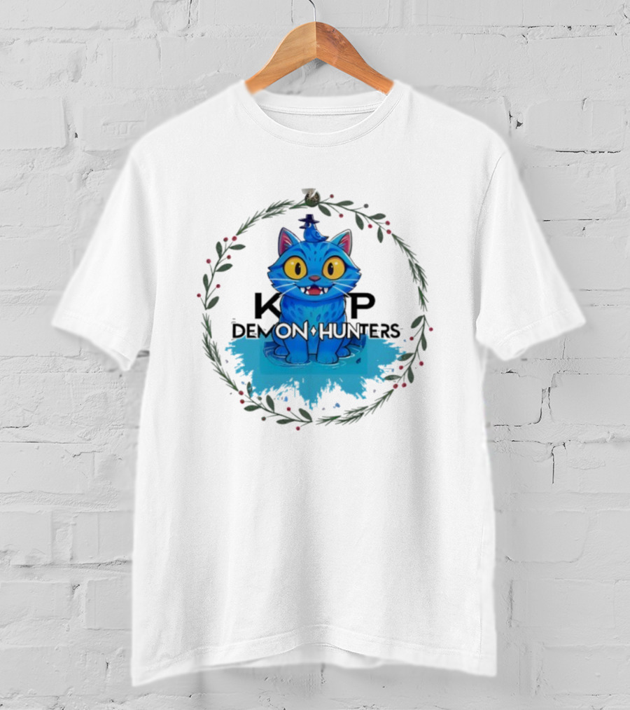 K-pop Demon Hunter Derpy Christmas Ornament Cute Blue Cat T-Shirt