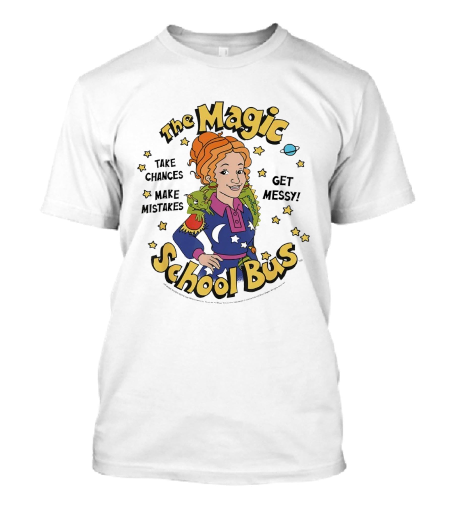 The Magic School Bus Ms Frizzle Liz Take Chances Make Mistakes Get Messy Retro Cartoon T-Shirt