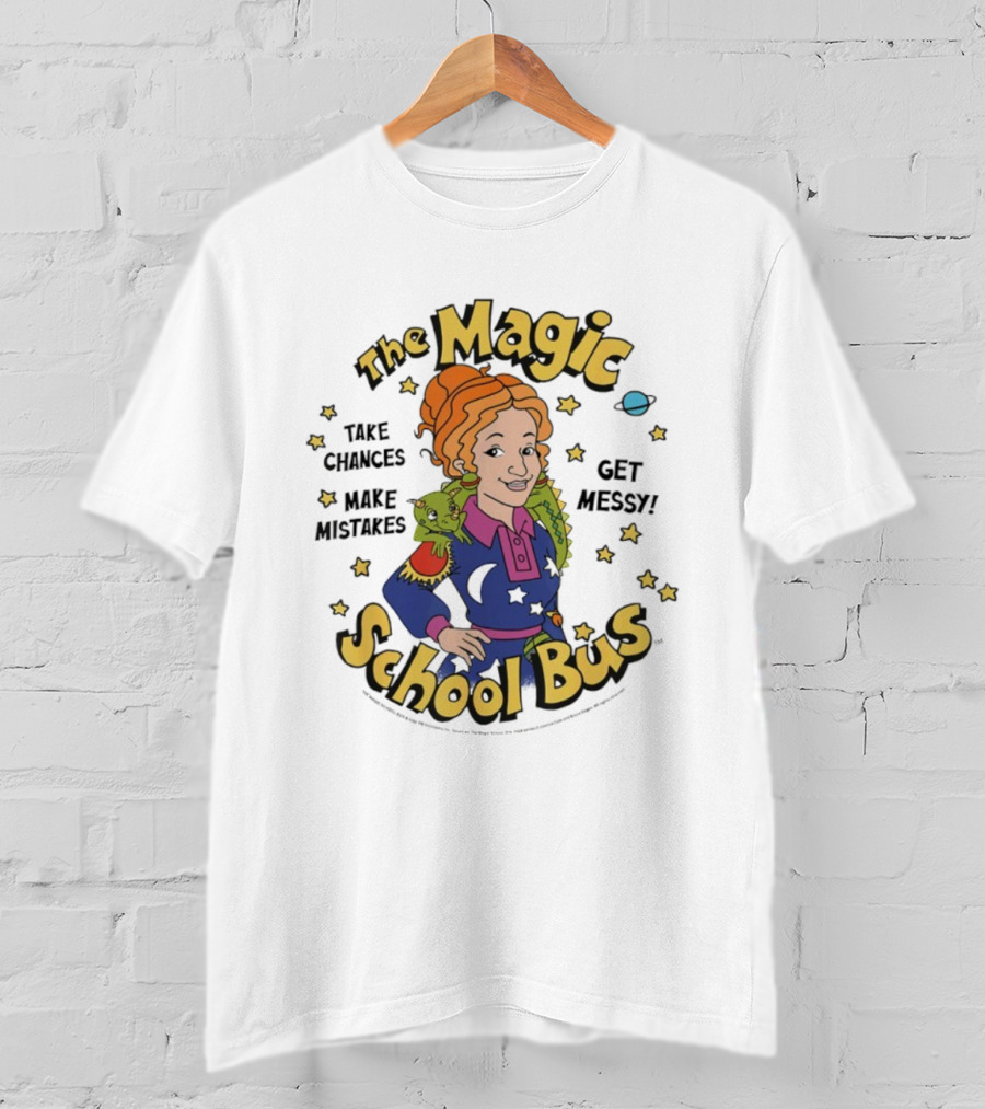 The Magic School Bus Ms Frizzle Liz Take Chances Make Mistakes Get Messy Retro Cartoon T-Shirt