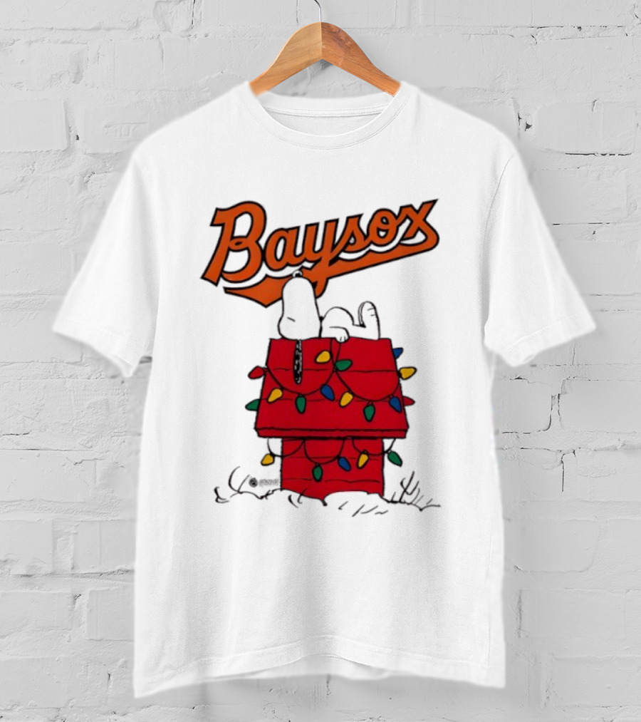 Baysox Snoopy Holiday Christmas Lights Doghouse T-Shirt