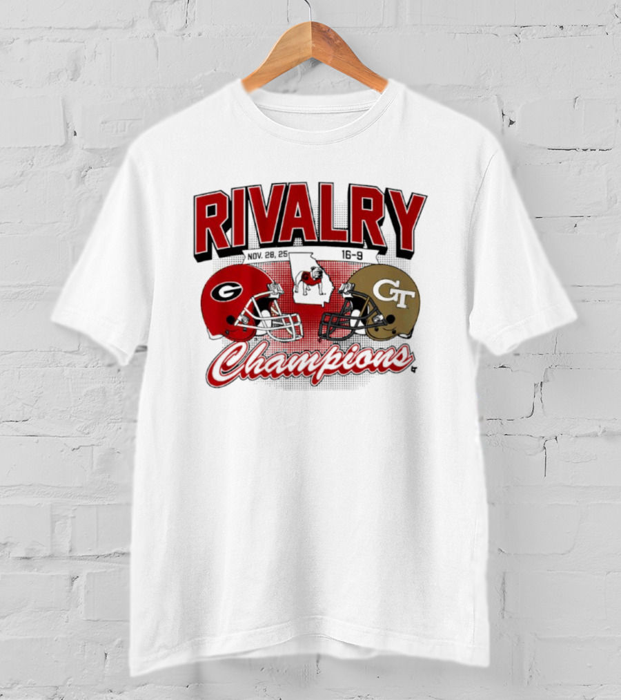 Georgia Vs. Georgia Tech Rivalry Champions 2025 Football Helmets T-Shirt