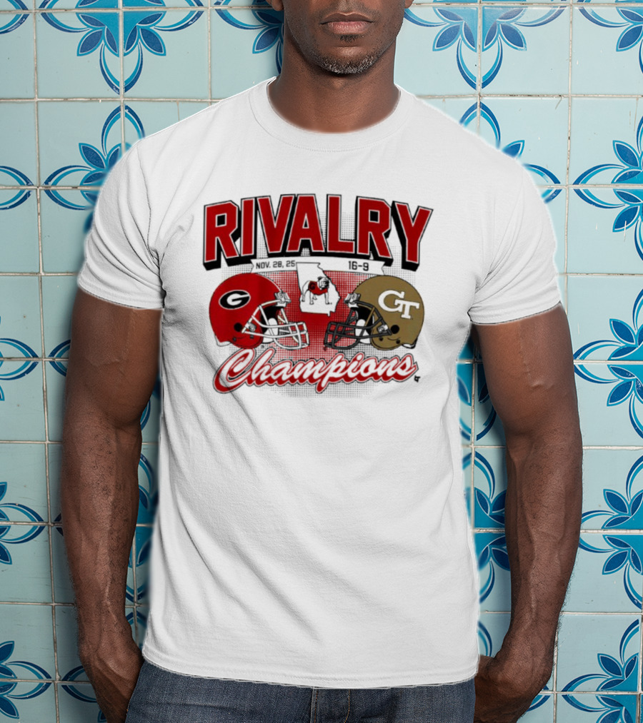 Georgia Vs. Georgia Tech Rivalry Champions 2025 Football Helmets T-Shirt