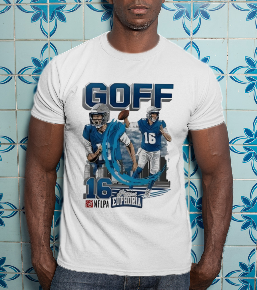 Goff 16 NFLPA Planet Euphoria Football Player Action T-Shirt