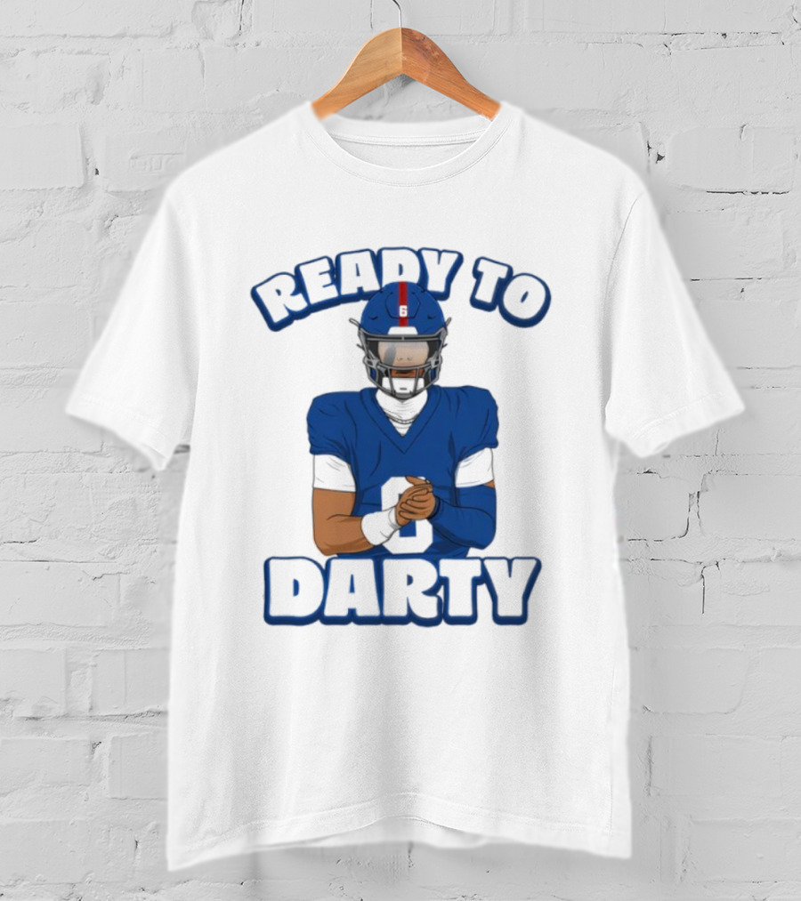 Jaxson Dart Ready To Darty NY Giants Football Illustration T-Shirt