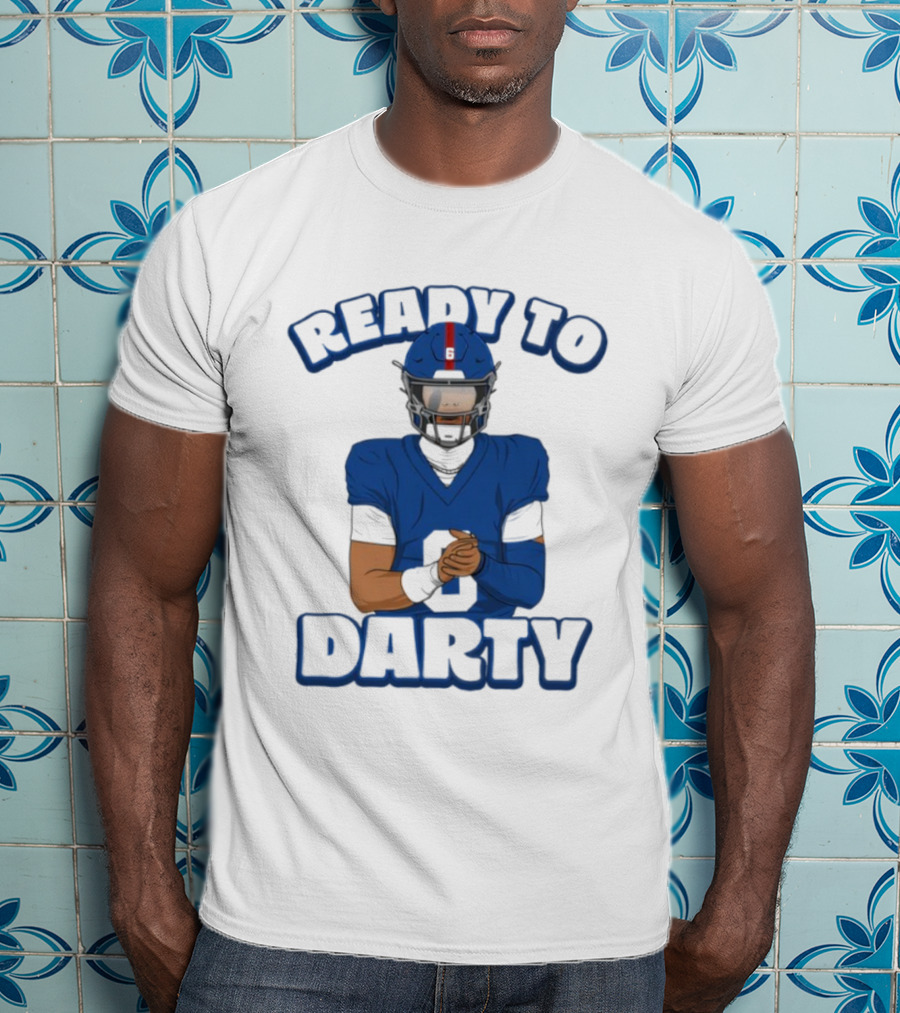 Jaxson Dart Ready To Darty NY Giants Football Illustration T-Shirt