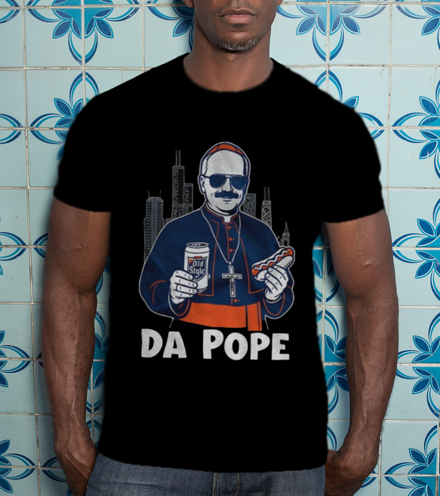 Chicago Da Pope Old Style Hot Dog City Skyline Bears Football T-Shirt