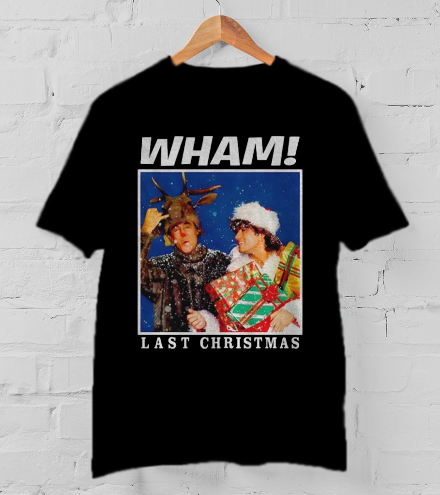WHAM Last Christmas Festive Snow Scene With Presents And Reindeer Antlers T-Shirt
